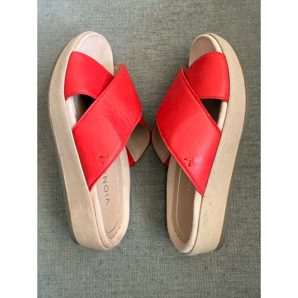 Vionic Hayden Cherry Red Leather Orthotic Platform Slide Sandal 6W - Picture 6 of 12